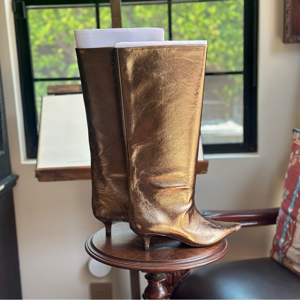 Zara Gold Heeled Boots